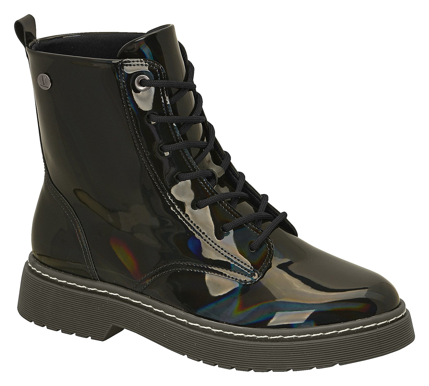 Vizzano Ref 3055.103 Women Fashion Military Style Ankle Boot in Patent Holographic Black