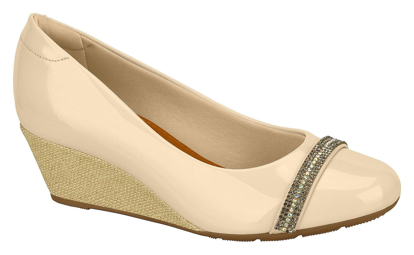 Beira Rio 7324.104-1213 Women Fashion Wedge Round Toe Shoe Comfort Business in Beige Natural