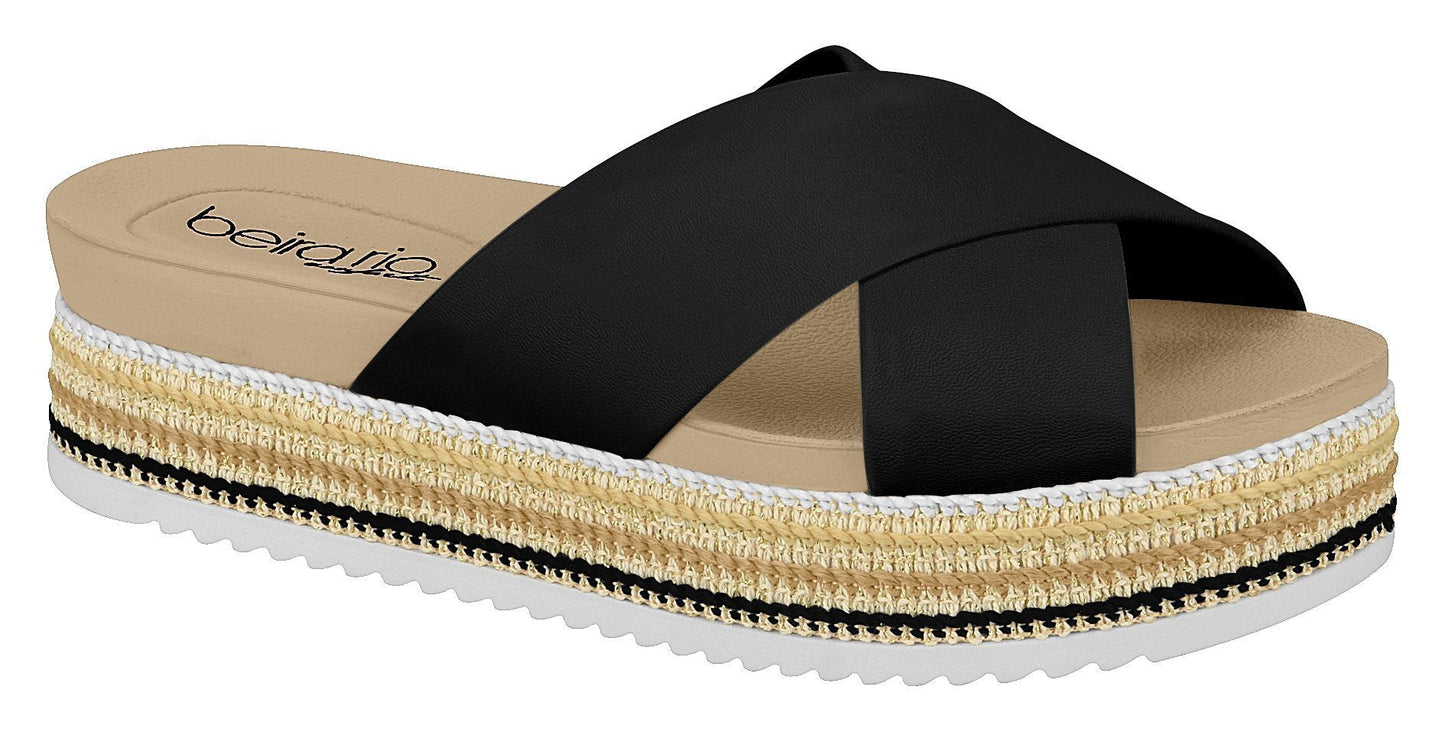 Beira Rio 8378.101-1253 Women Fashion Platform Summer Flip-Flop Jandal Comfort in Black