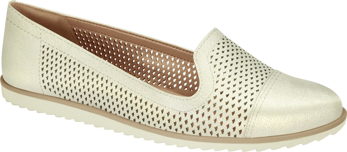 Ramarim 1882202 Women Fashion Comfortable Shoe Moccasin Flat in Metallic Off White