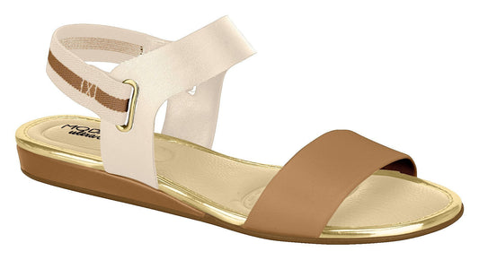 Beira Rio 7122.101-1308 Women Flat Wedge Fashion Summer Sandal in Cream Caramel