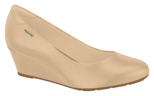 Beira Rio 7324.100-1221 Women Fashion Wedge Round Toe Shoe Comfort Business in Beige