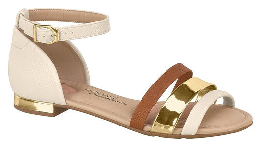Beira Rio 7502.202-1330 Women Fashion Flat Sandal Comfort Business in White Gold