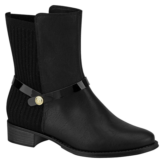 Women Knit Sock Boot in Low Heel Black Beira Rio 9045.124